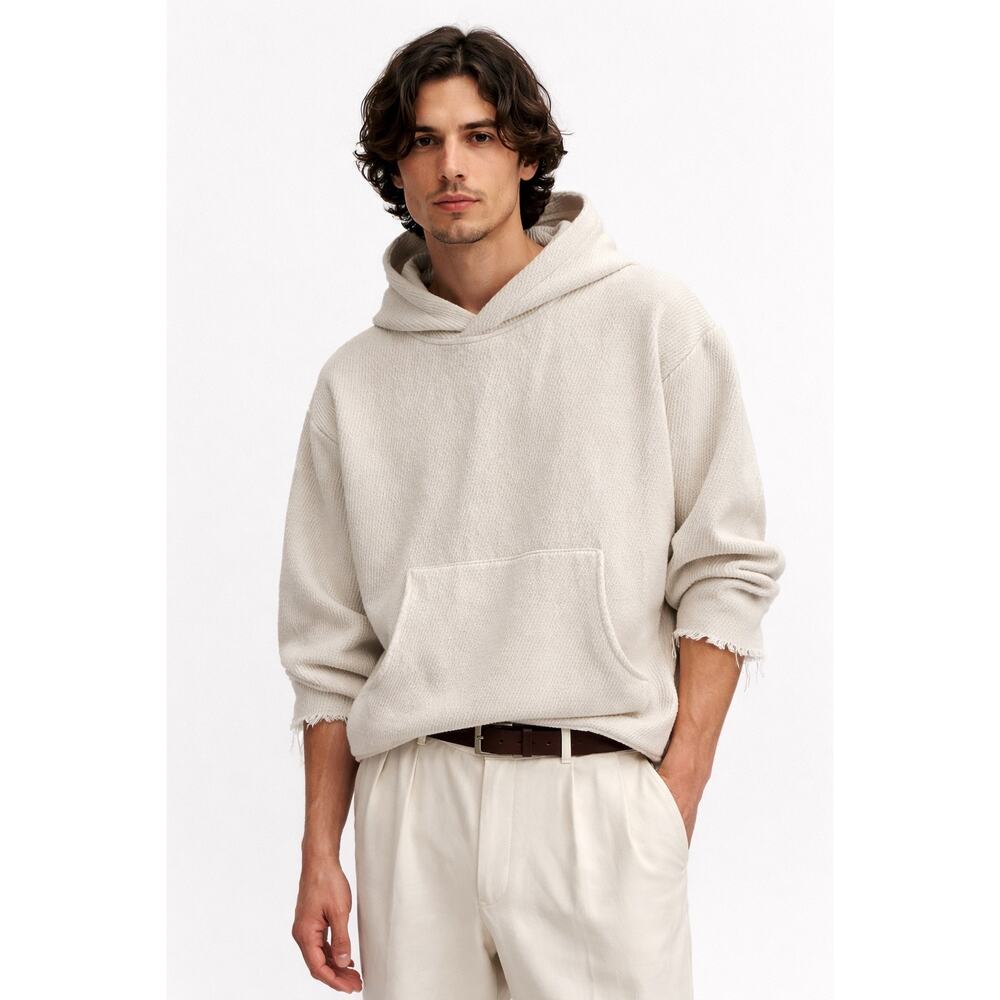 Séfr Danko Sweater Hoodie – Cream Textured Knit | Size L